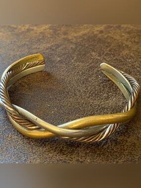 Signed Renee Lepre Sterling Silver Copper Brass Twist Cuff